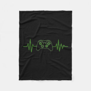 365 Gamer Heartbeat Tee For Video Game Players Fleece Blanket