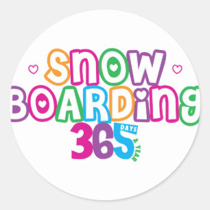 365 Snow Boarding Classic Round Sticker