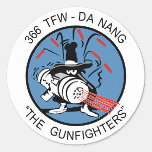 366th TFW  G un Fighter Classic Round Sticker