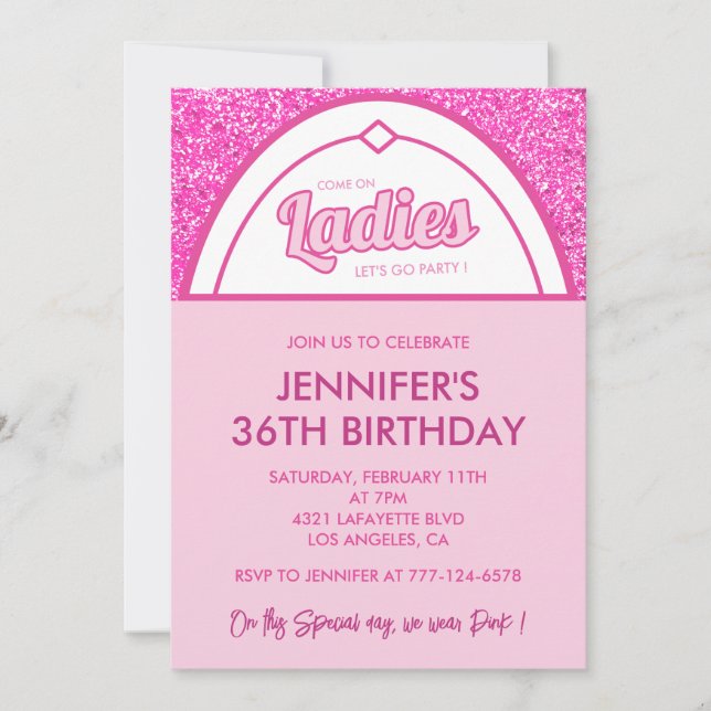 36 anniversaire invitation Parties scintillant fém (Devant)