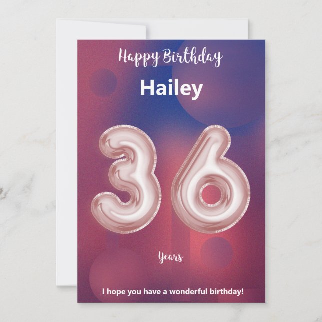 36 ans Joyeuse carte d'anniversaire (Devant)