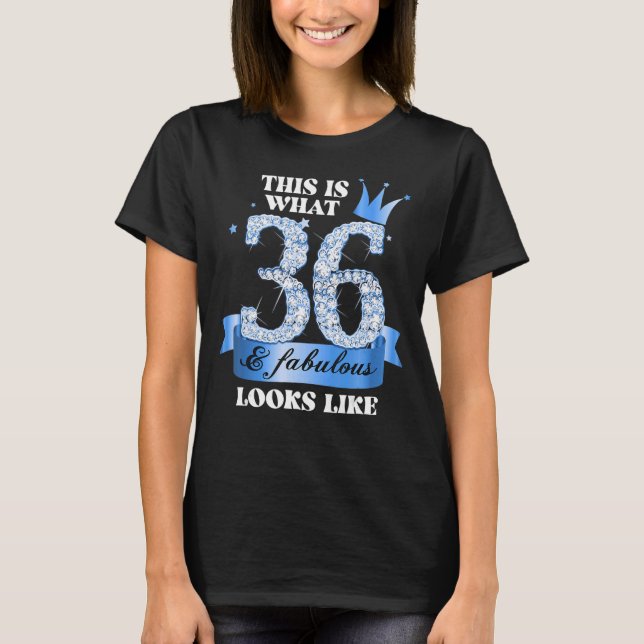 36 & Fabulous I Blue Black Party Group Candid Phot T-Shirt (Front)