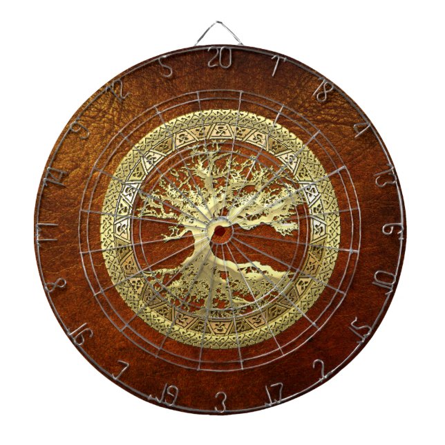 [36] Golden Celtic Tree of Life Dartboard (Front)