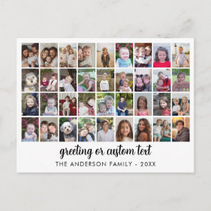 36 Photo Collage - 4 rows 9 columns - white Postcard