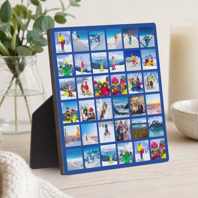 36 Photo Grid Collage Dark Blue Plaque (36 Photo Grid Collage Dark Blue Plaque)