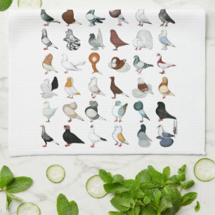 36 Pigeon Breeds Kitchen Towel