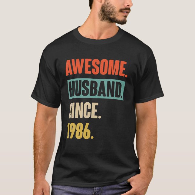 36 Wedding Aniversary Gift Him - Awesome Husband S T-Shirt (Front)