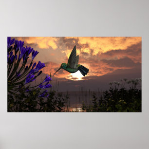 36"x40" paper poster w' "Flight of the Hummingbird