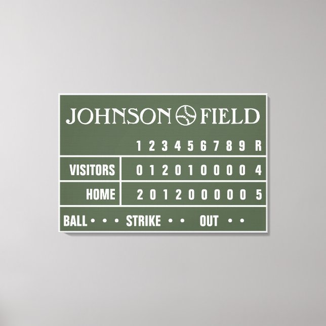 36" x 24" Baseball Scoreboard Wrapped Canvas (Front)
