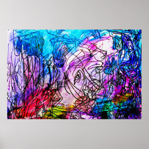 36" x 24" COLORFUL ABSTRACT ART-2 MATTE ART POSTER