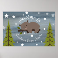 36" x 24" Sleepy Bear Baby Shower Poster