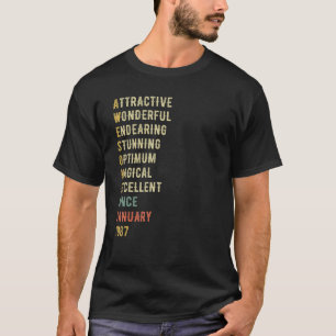 36 Year Old 36th Birthday Awesome since January 1 T-Shirt