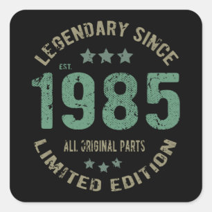 36 Year Old Bday 1985 Legend Since 36th Birthday Square Sticker