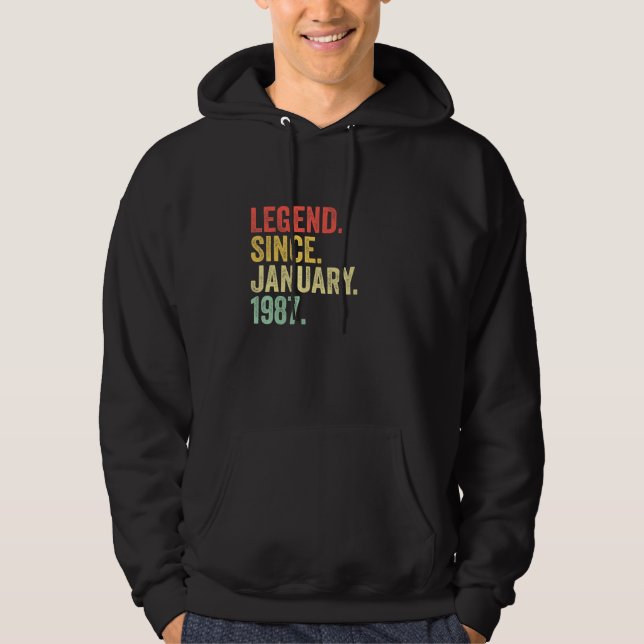 36 Years Old  Legend Since January 1987 36th Birth Hoodie (Front)