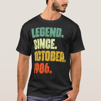 36 Years Old  Legend Since October 1986 36th Birth T-Shirt