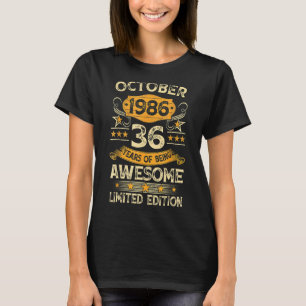 36 Years Old Vintage October 1986 36th Birthday R T-Shirt