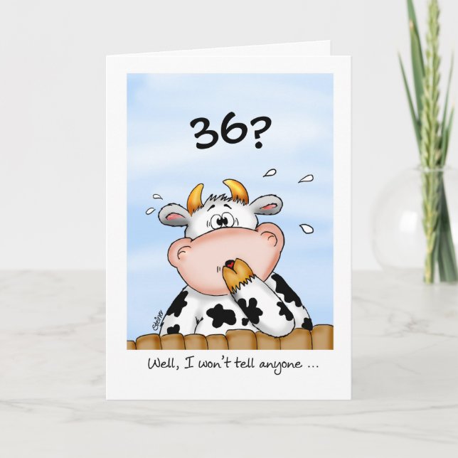36e anniversaire - Carte humoristique avec vache s (Devant)
