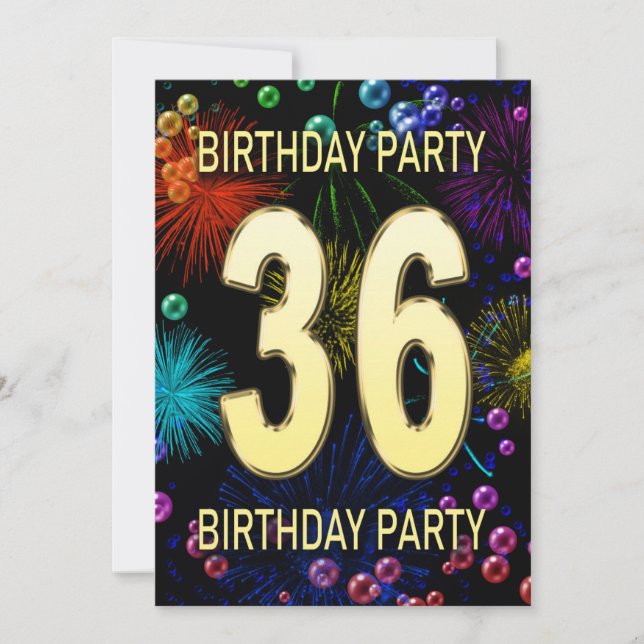 36e anniversaire Invitation fête feux d'artifice (Devant)