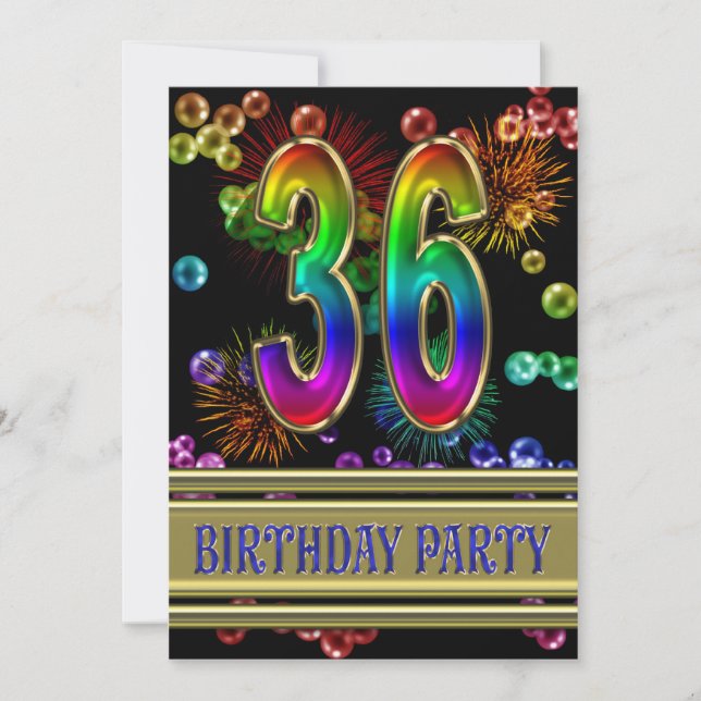 36e fête d'anniversaire Invitation avec bulles (Devant)