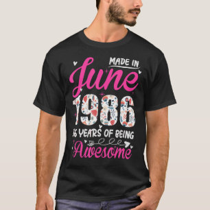 36th Birthday Awesome Since June 1986 Floral T-Shirt
