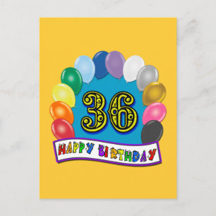 36th Birthday Balloons Design Postcard