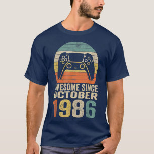 36th Birthday Boy Gamer Gifts Awesome Since Octobe T-Shirt