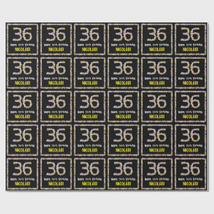 36th Birthday: Floral Flowers Number, Custom Name Wrapping Paper