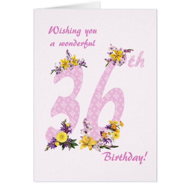 36th Birthday Flower Decorated Numbers (Front)