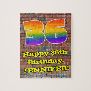 36th Birthday: Fun Graffiti-Inspired Rainbow 36 Jigsaw Puzzle