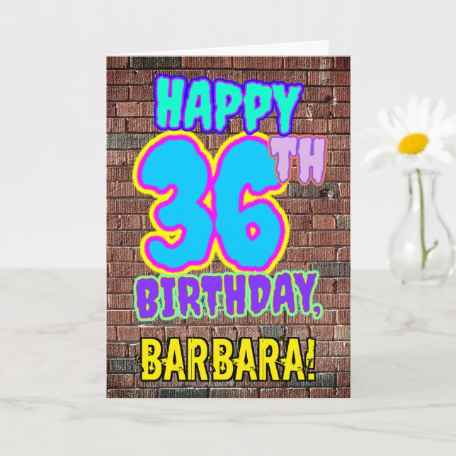 36th Birthday - Fun, Urban Graffiti Inspired Look Card (Small Plant)
