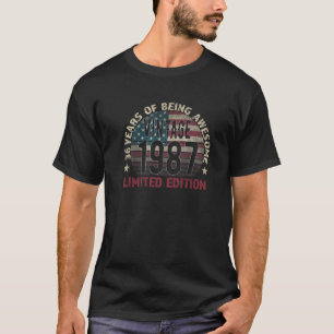 36Th Birthday Gift Men Vintage 1987 36 Years Old - T-Shirt