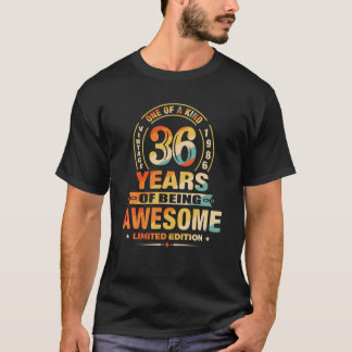 36Th Birthday Gifts 36 Years Of Being Awesome Vint T-Shirt