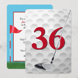 36th Birthday Golf Theme Party Invitation