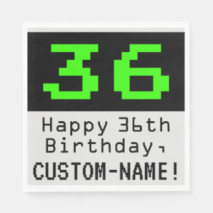 36th Birthday - Nerdy / Geeky Style "36" & Name Napkin