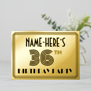 36th Birthday Party — Art Deco Style “36” & Name