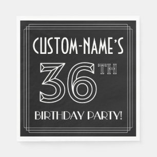36th Birthday Party: Art Deco Style + Custom Name Napkin
