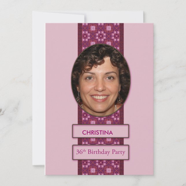 36th Birthday Party Invitation Picture and Name (Front)