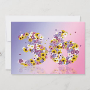 36th Birthday party, with flowered letters Invitation