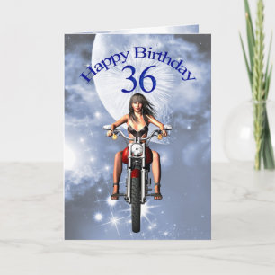 36th birthday with a biker girl card
