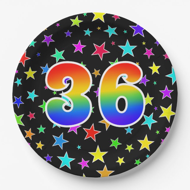36th Event: Bold, Fun, Colourful Rainbow 36 Paper Plate (Front)