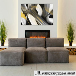 36x24'' Trend Abstract Art Canvas Black White Gold Print