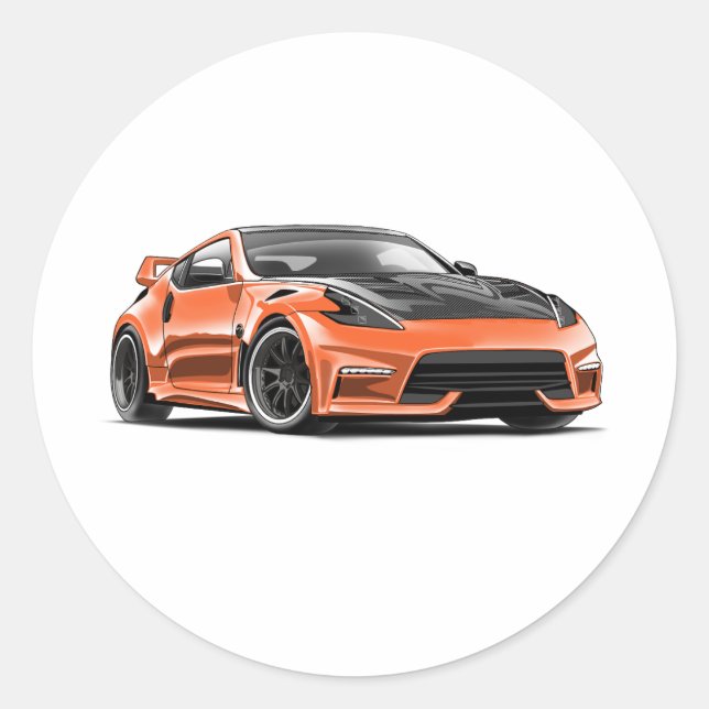 370z drawing  classic round sticker (Front)