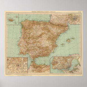 3738 Spain, Portugal Poster