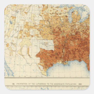 37 Baptists, Lutherans 1890 Square Sticker