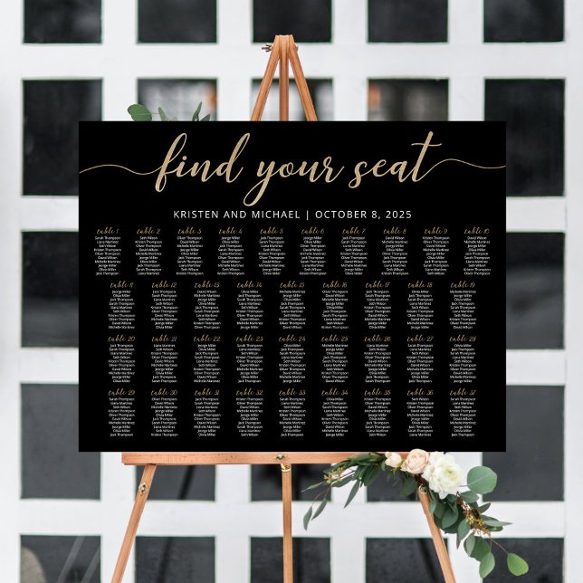 37 Tables Find Your Seat Black Seating Chart Plan (Creator Uploaded)