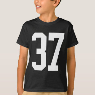 #37 White Number 37 Sports Fan Jersey Style  T-Shirt