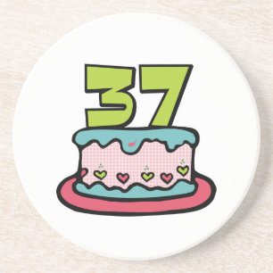 37 Year Old Birthday Cake Coaster