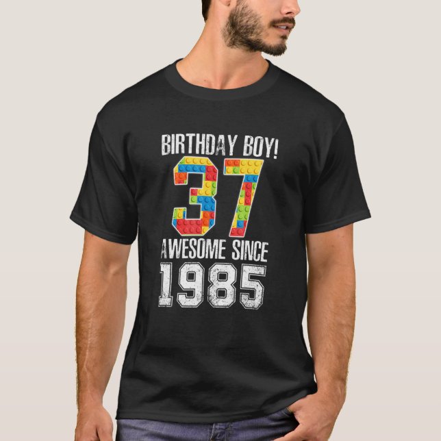 37 Years Old Block Building Awesome 1985 37th Birt T-Shirt (Front)