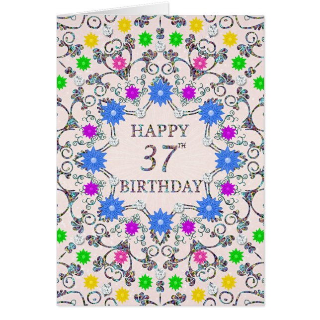 37th Birthday Abstract Flowers  (Front)