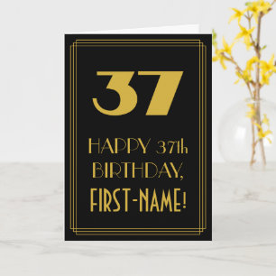 37th Birthday – Art Deco Inspired Look "37" & Name Card